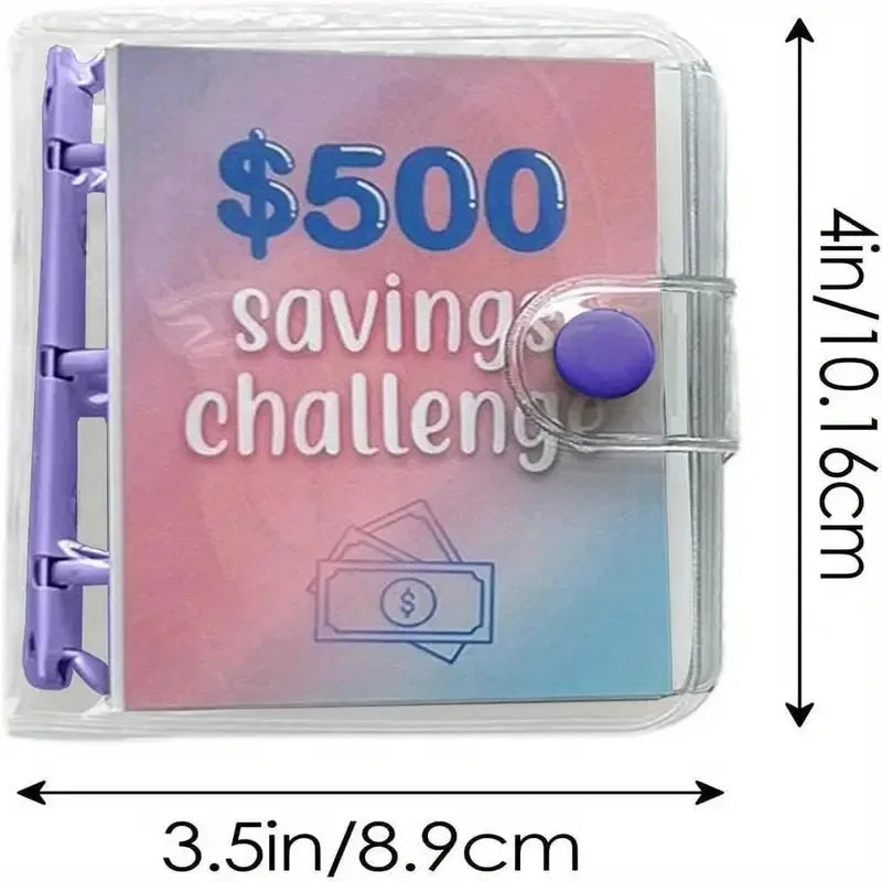 Mini Binder Saving Challenge Budget Enveloppe Wallet 150/300/500/1000 Dollars Loose-Leaf Notebook Planner Cash Binder Organizer