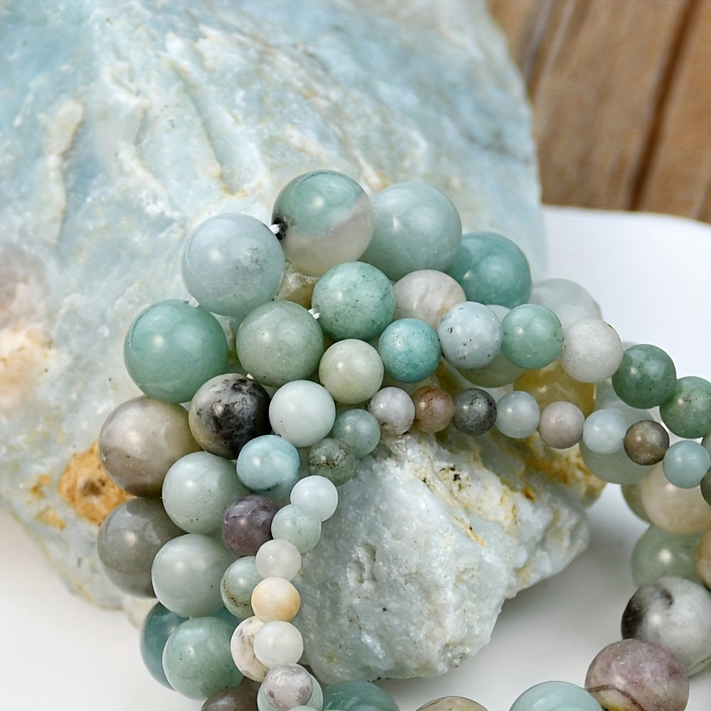Natural Amazonite Healing Stone Bracelet - Handcrafted Beaded Bangle for Men and Women