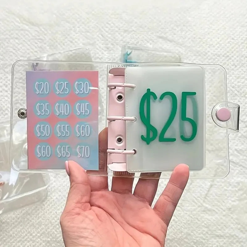 Mini Binder Saving Challenge Budget Enveloppe Wallet 150/300/500/1000 Dollars Loose-Leaf Notebook Planner Cash Binder Organizer