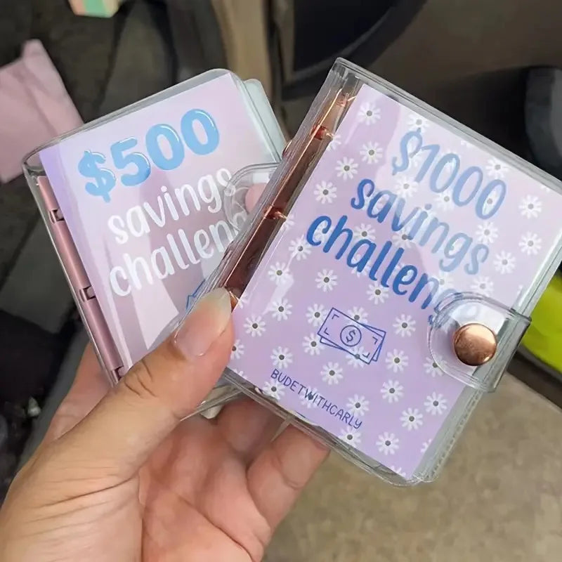 Mini Binder Saving Challenge Budget Enveloppe Wallet 150/300/500/1000 Dollars Loose-Leaf Notebook Planner Cash Binder Organizer
